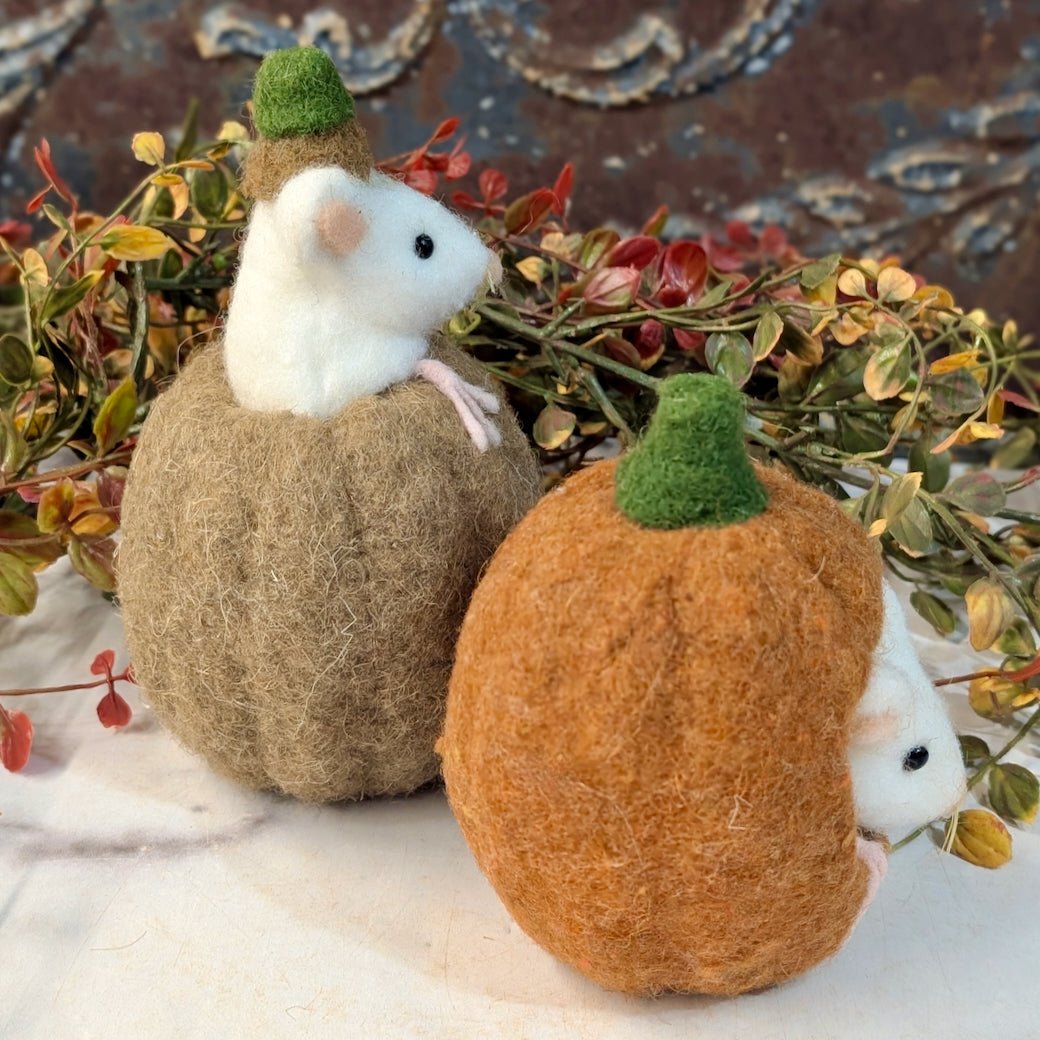 Wool Felt Pumpkin Mouse Critter CHOICE of Style/Color - Marmalade Mercantile