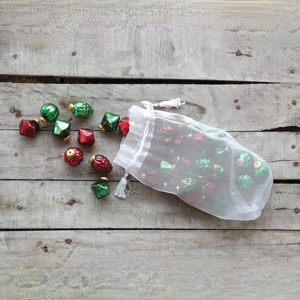 Bagged Set of 36 Tiny Red & Green Christmas Ornaments