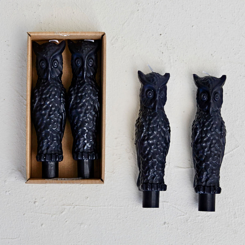 Pair of 6” Halloween Owl Taper Candles