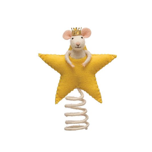 Wool Mouse & Star Christmas Tree Topper