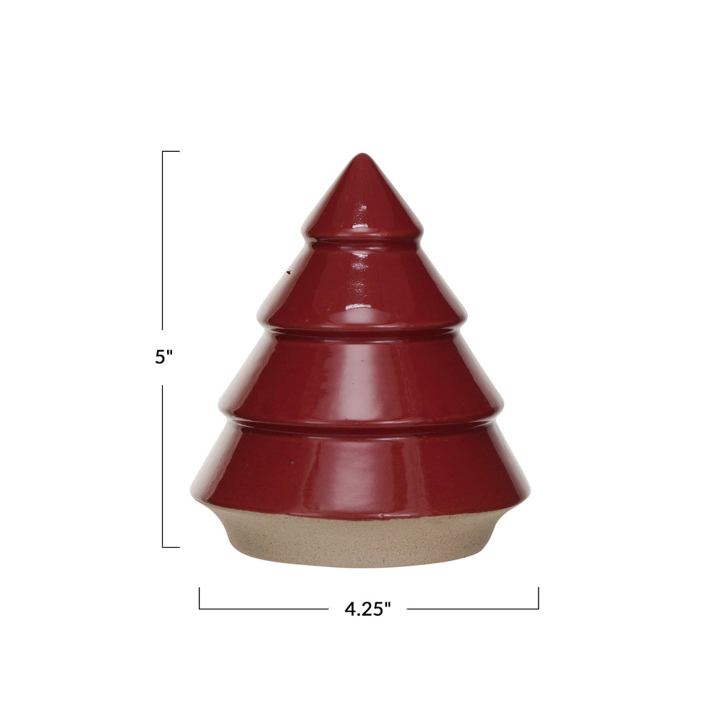 Petite Festive Red Stoneware Tree 5” Tall