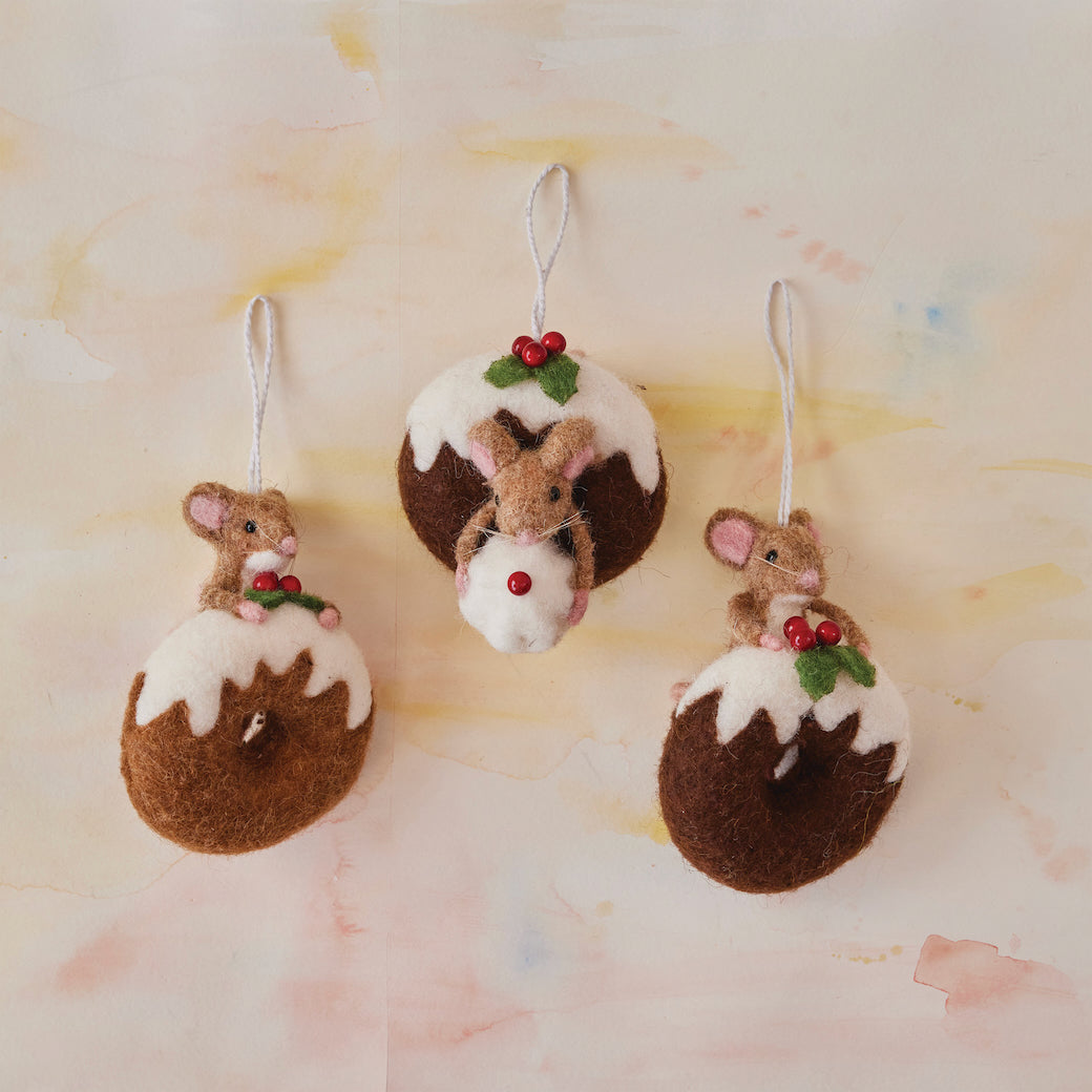 Handmade Wool Felt Doughnut Mouse Ornament CHOICE of 3 Styles