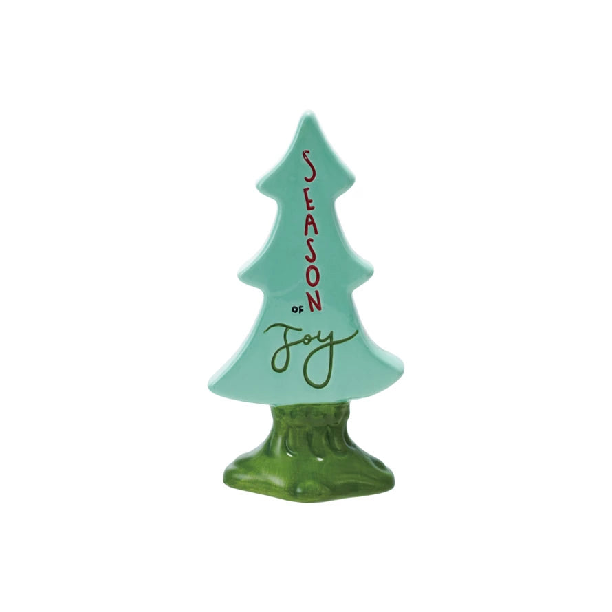 Hand-Painted Holiday Stoneware Tree “Season of Joy”
