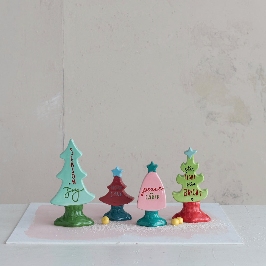 Hand-Painted Holiday Stoneware Tree “Season of Joy”