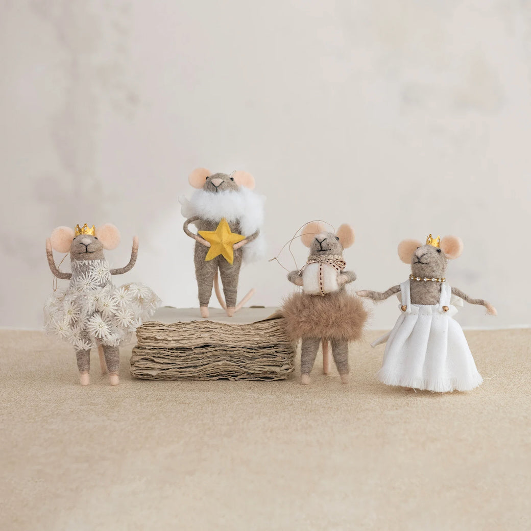 Handmade Wool Felt Mouse Ornament in Fancy Party Clothes Ornament CHOICE of Four Styles
