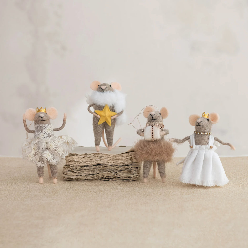Handmade Wool Felt Mouse Ornament in Fancy Party Clothes Ornament CHOICE of Four Styles
