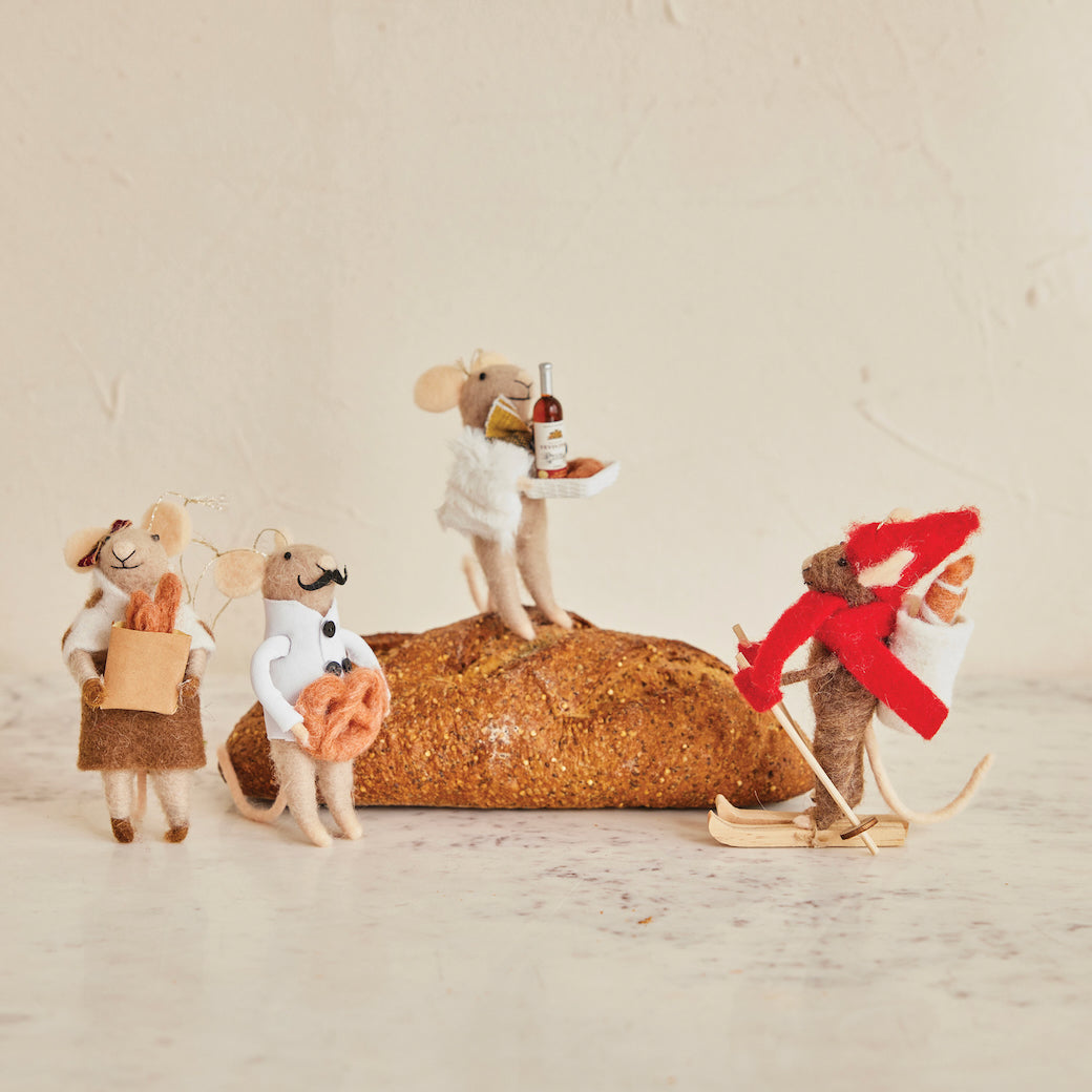 Handmade Wool Felt Gourmand Mouse Critter Ornament CHOICE of 4 Styles