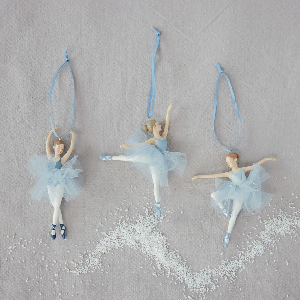Resin Ballerina Ornament with Blue Tutu CHOICE of Three Styles