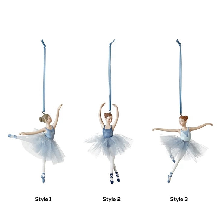 Resin Ballerina Ornament with Blue Tutu CHOICE of Three Styles