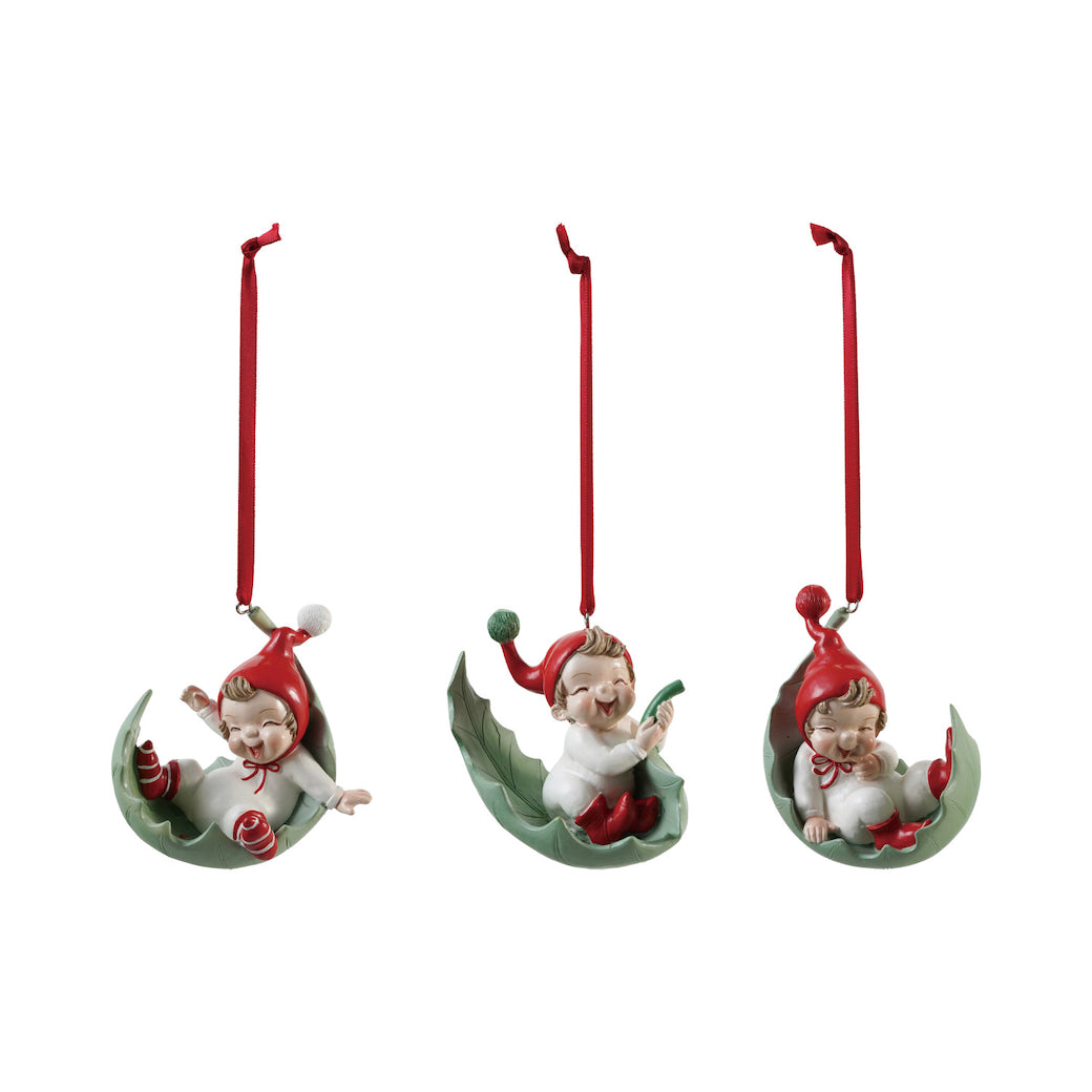 Resin Elf on Leaf Ornament CHOICE of Three Styles