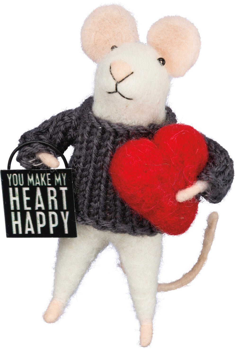 You Make My Heart Happy Felt Mouse Critter - Marmalade Mercantile