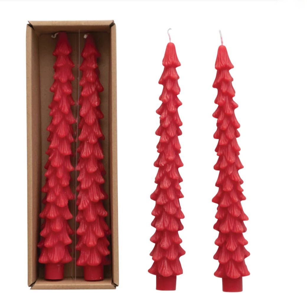 10" Unscented Tree - Shaped Candle BRICK RED - Marmalade Mercantile