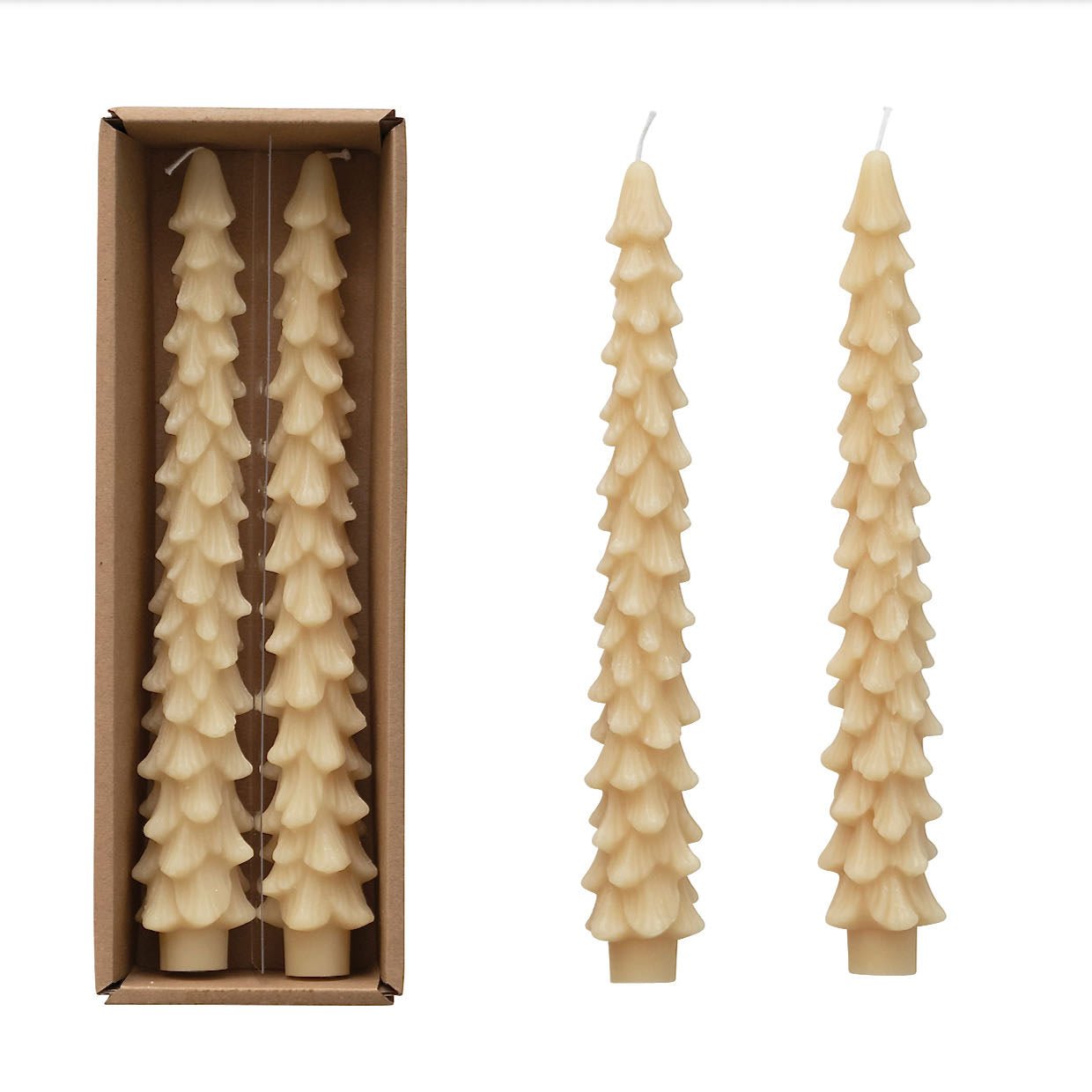 10" Unscented Tree - Shaped Candle CREAM - Marmalade Mercantile
