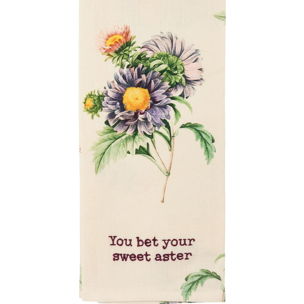 You Bet Your Sweet Aster Cottage Garden Kitchen Towel - B
