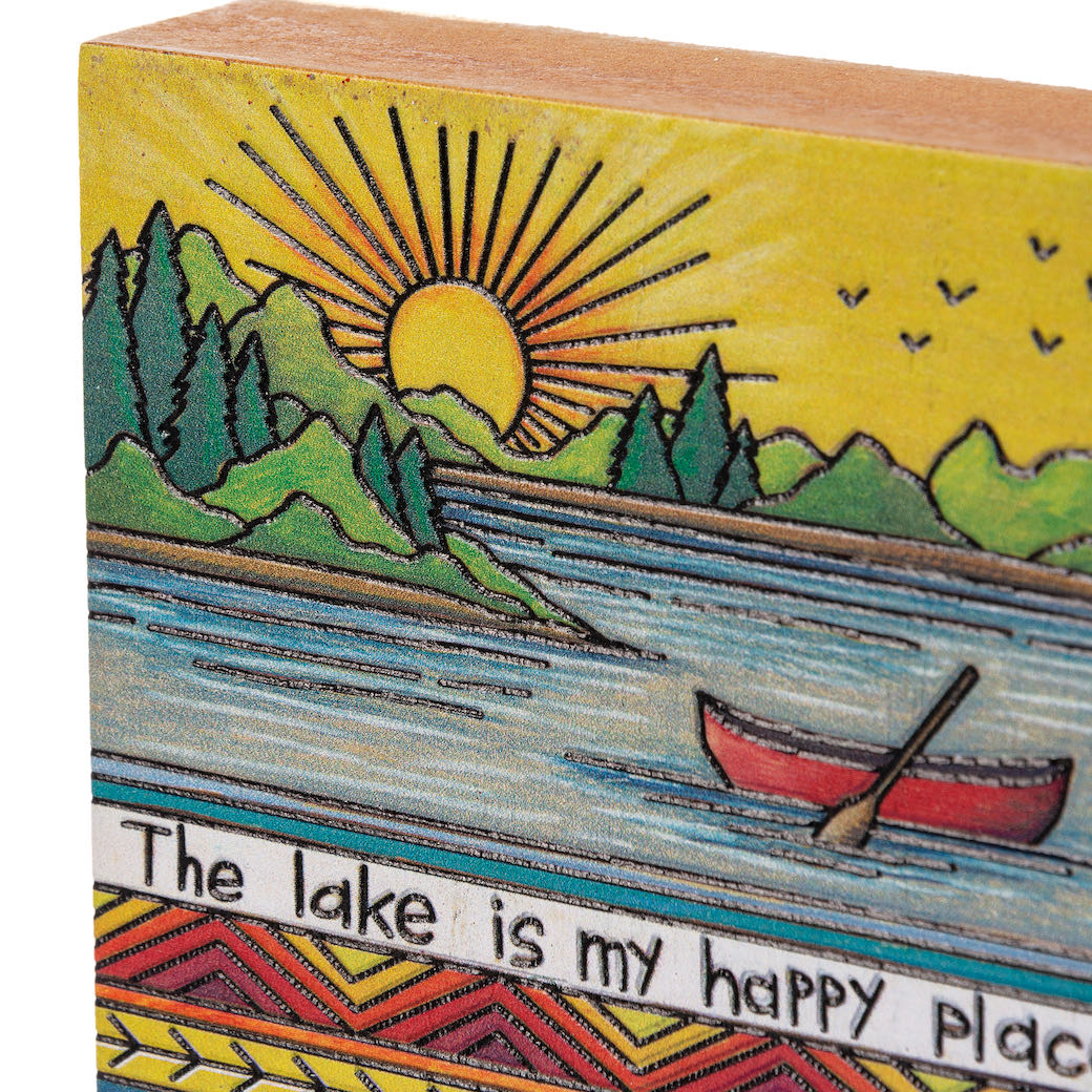 The Lake is My Happy Place Block Sign