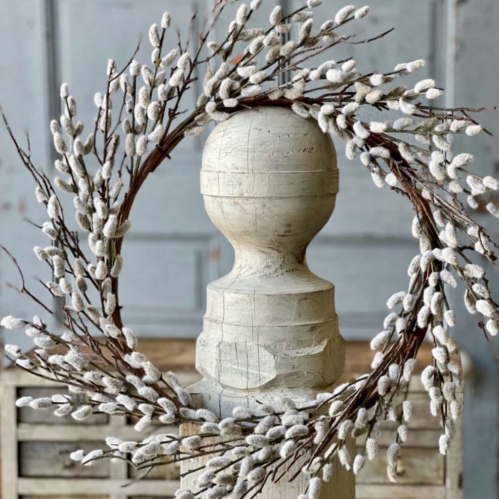 22” Willow Buds Pussy Willows Wreath - Marmalade Mercantile