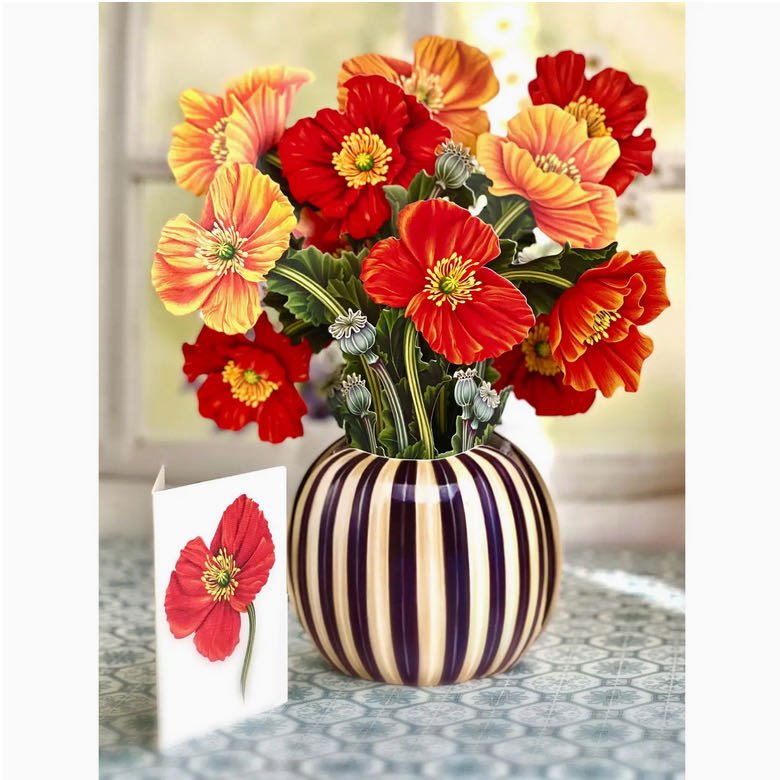 3-D Life-Sized Pop Up Bouquet Greeting Card French Poppies - Marmalade Mercantile
