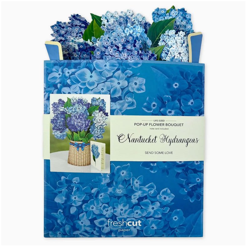 3-D Life-Sized Pop Up Greeting Card Blue Nantucket Hydranges - Marmalade Mercantile