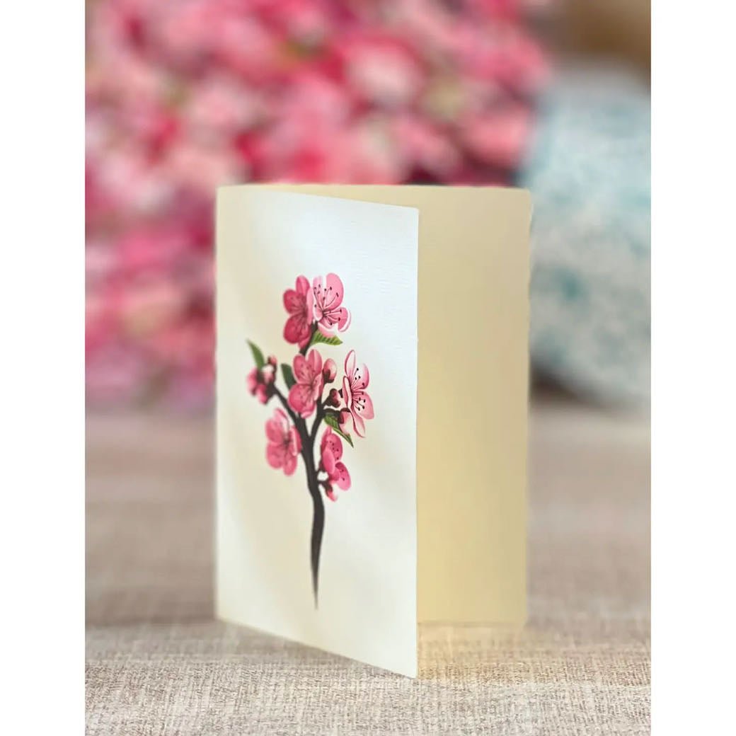 3d Life Sized Paper Cherry Blossoms Bouquet Pop Up Greeting Card Marmalade Mercantile