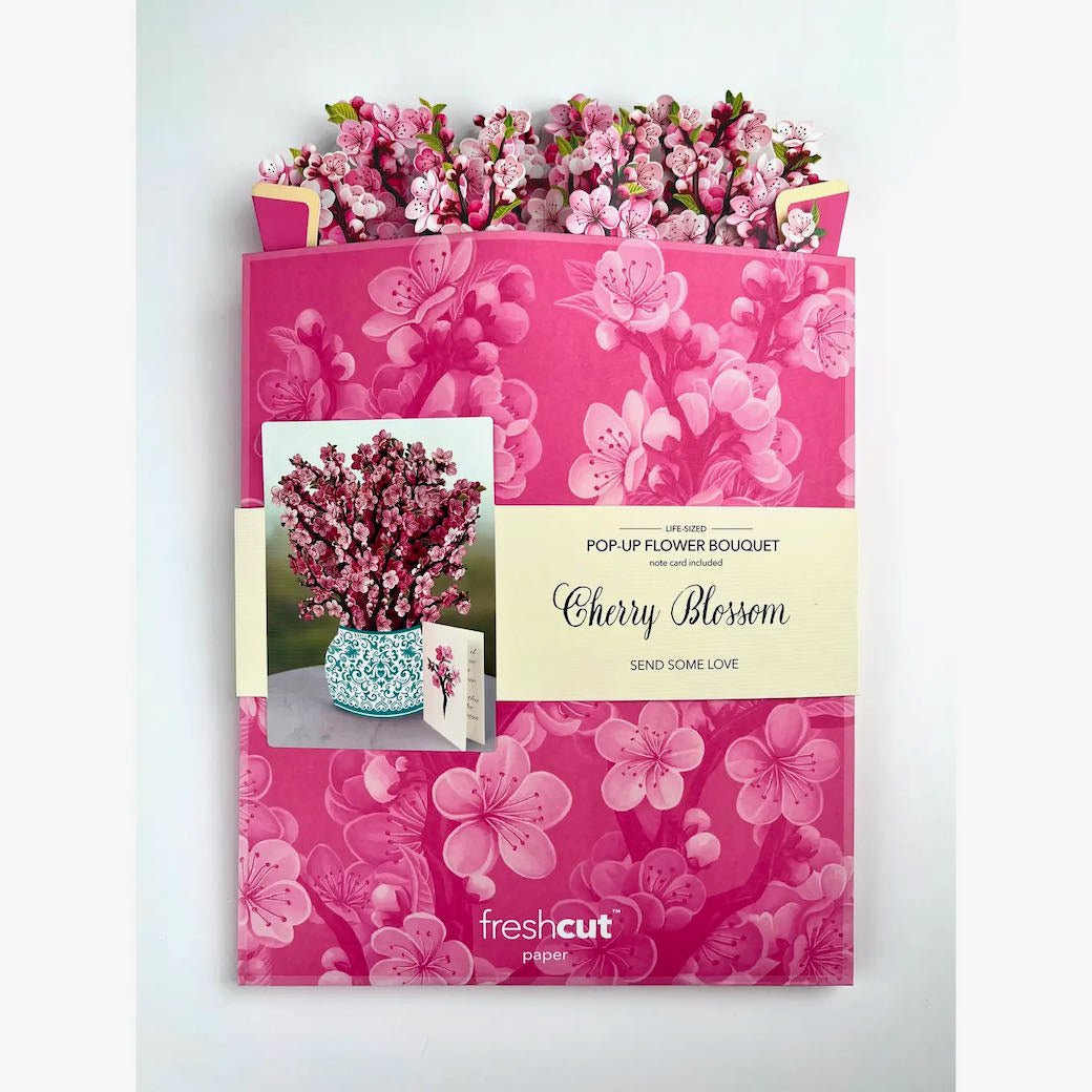 3D Life-Sized Paper Cherry Blossoms Bouquet Pop Up Greeting Card - Marmalade Mercantile