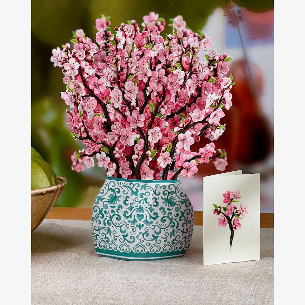 3D Life-Sized Paper Cherry Blossoms Bouquet Pop Up Greeting Card - Marmalade Mercantile