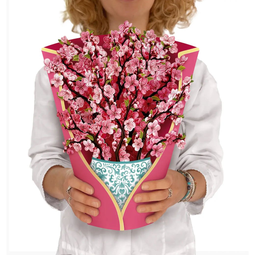 3D Life-Sized Paper Cherry Blossoms Bouquet Pop Up Greeting Card - Marmalade Mercantile