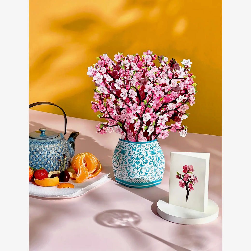 3D Life-Sized Paper Cherry Blossoms Bouquet Pop Up Greeting Card - Marmalade Mercantile