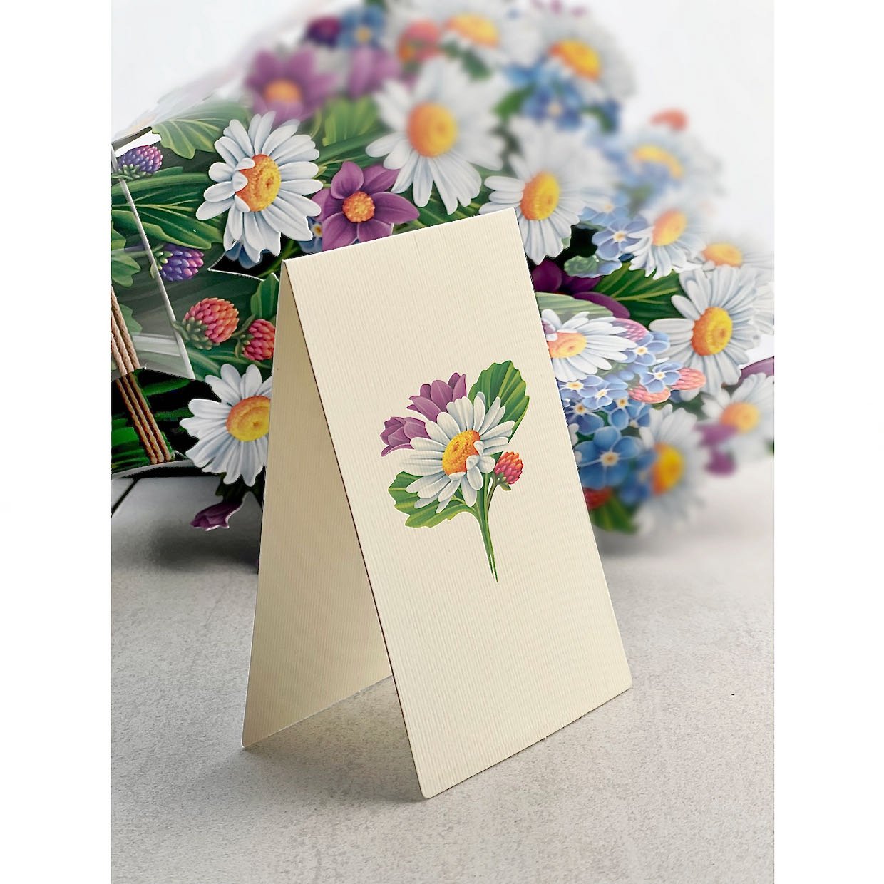 3D Life-Sized Paper Daisies & Wildflowers Bouquet Pop Up Greeting Card - Marmalade Mercantile