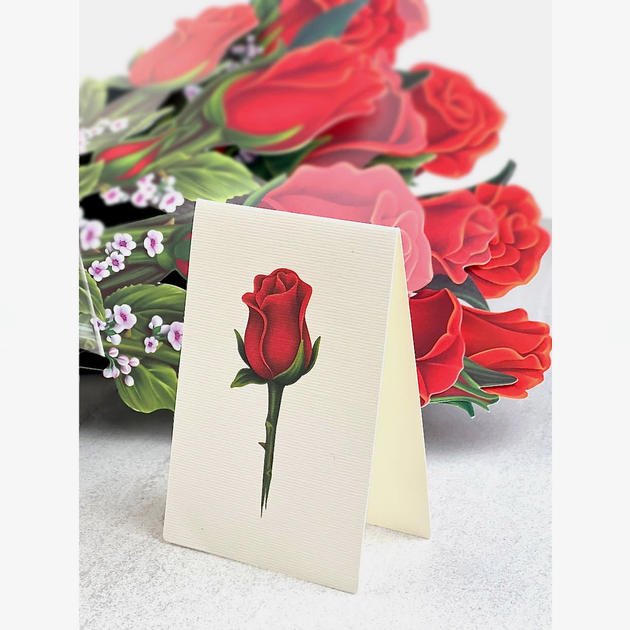 3D Life-Sized Paper Red Roses Bouquet Pop Up Greeting Card - Marmalade Mercantile