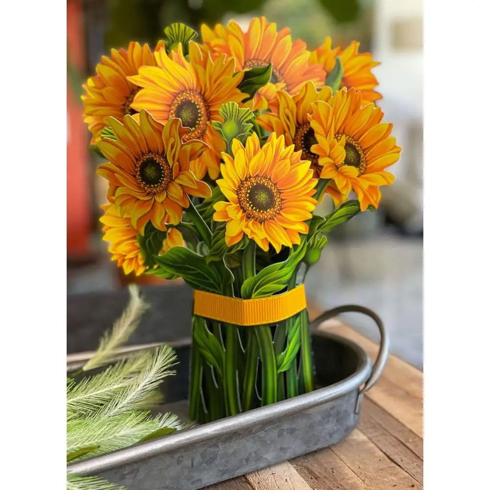3D Life-Sized Paper Sunflower Bouquet Pop Up Greeting Card - Marmalade Mercantile
