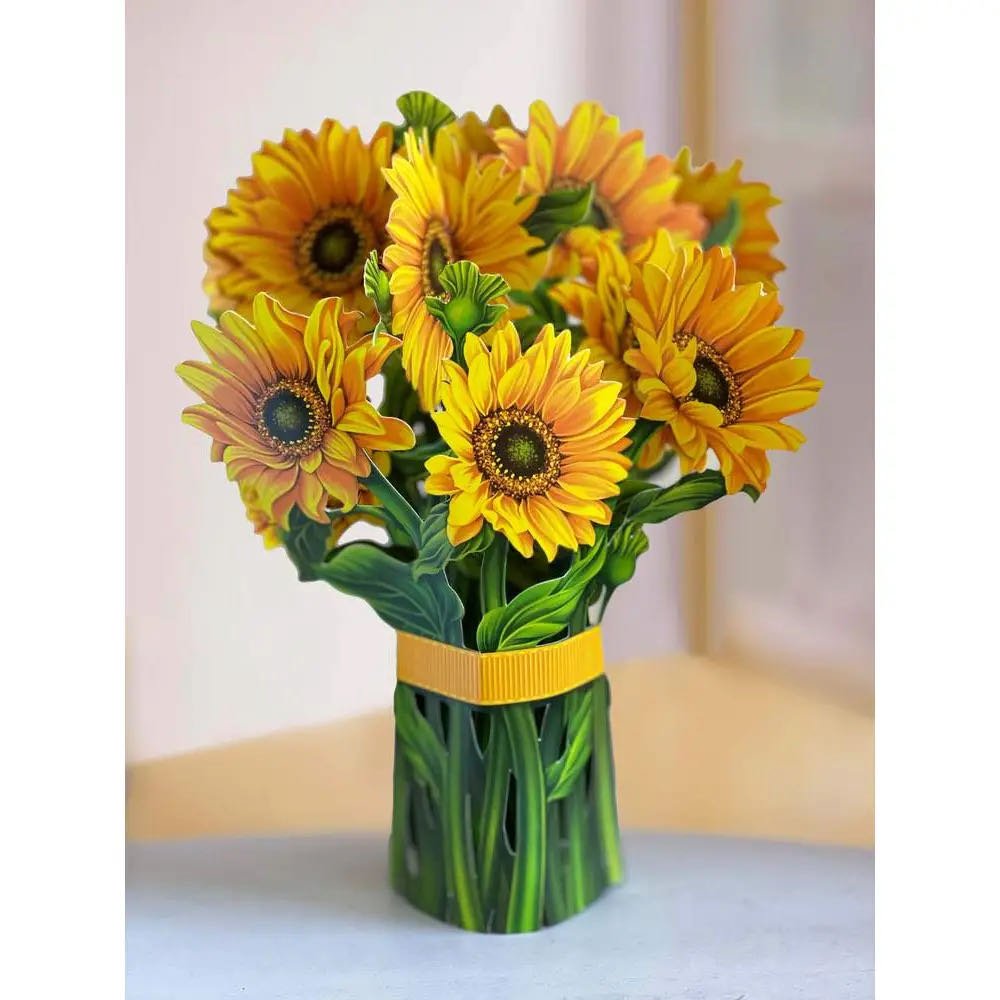 3D Life-Sized Paper Sunflower Bouquet Pop Up Greeting Card - Marmalade Mercantile