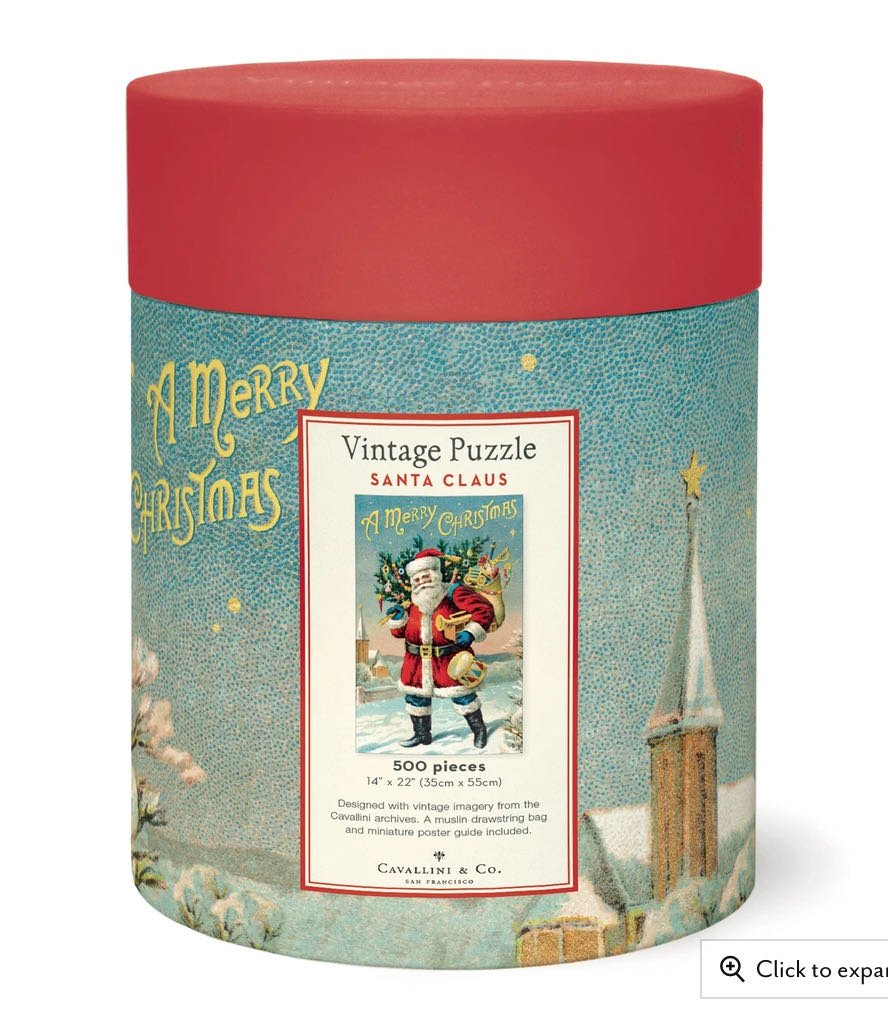 500-piece Merry Christmas Jigsaw Puzzle Vintage Santa Image - Marmalade Mercantile