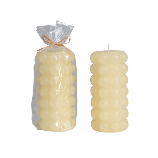 6” Unscented Cream Colored Hobnail 6” Pillar Candle - Marmalade Mercantile