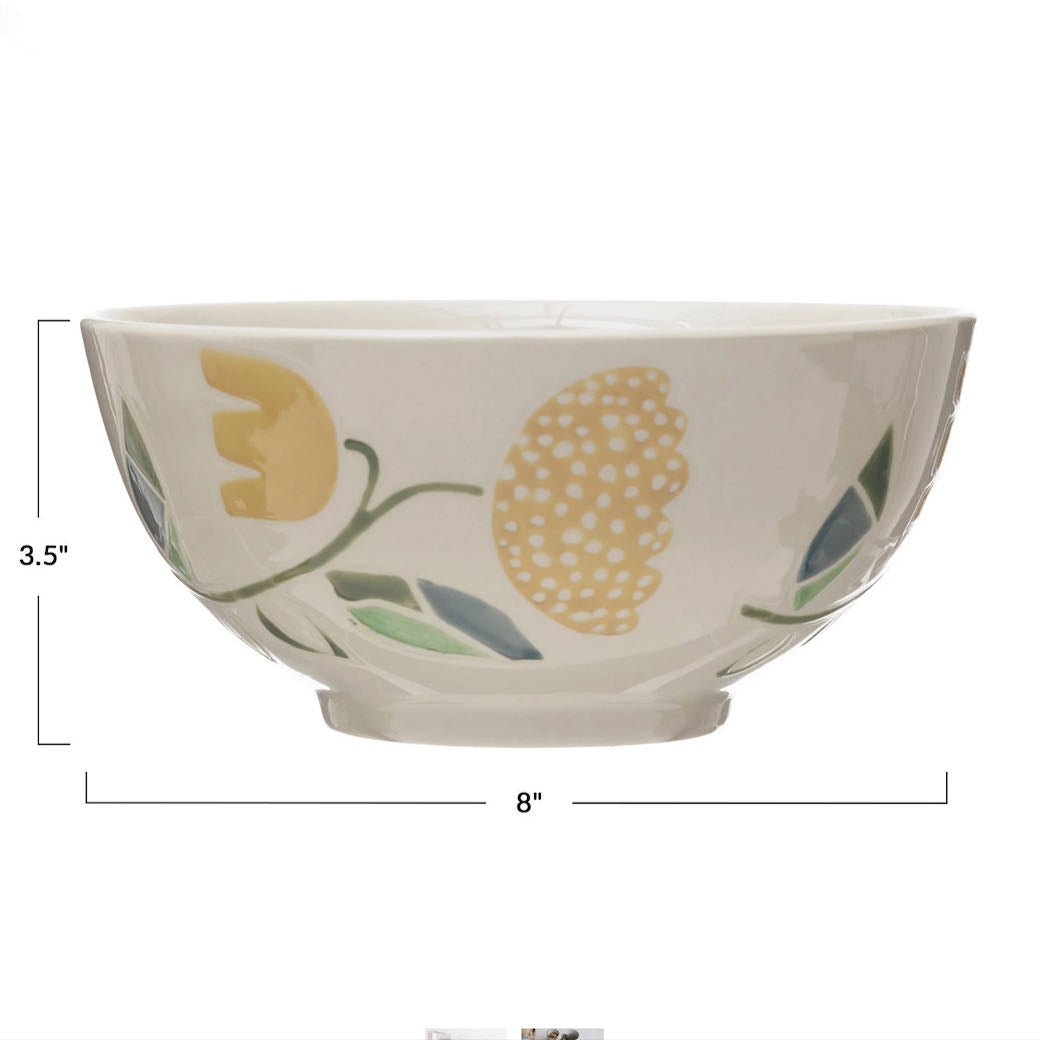 8” Hand-Stamped Floral Serving Bowl - Marmalade Mercantile