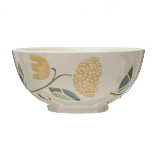 8” Hand-Stamped Floral Serving Bowl - Marmalade Mercantile