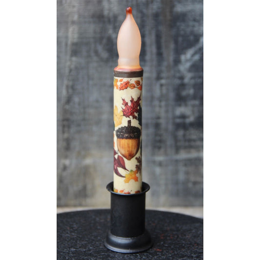 Autumn LED Battery Candle Fall Leaves & Acorn