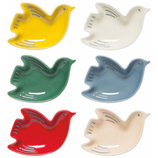 Set of Six Colorful Bird-Shaped Pinch Pots