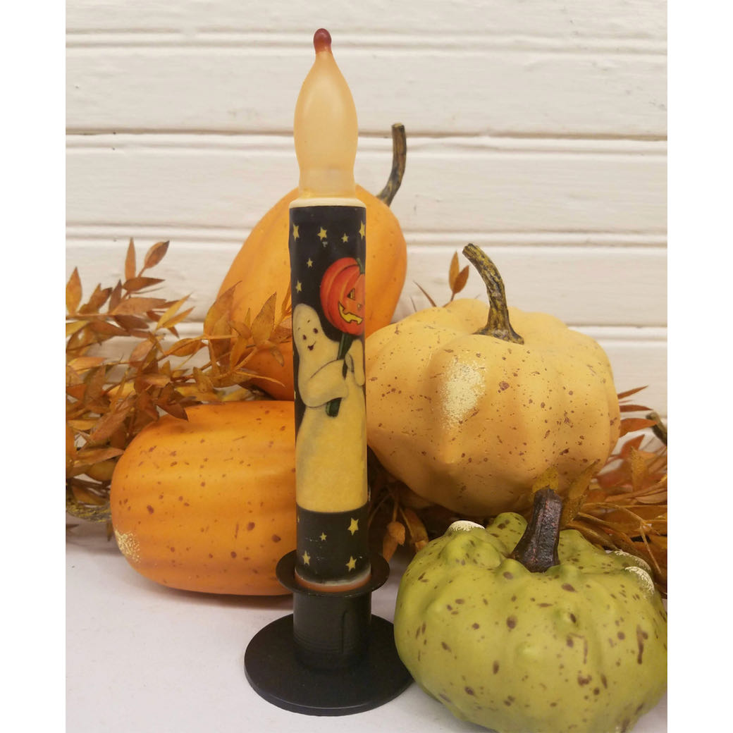 Halloween Ghost with Jack O Lantern LED Battery Operated Taper Candle