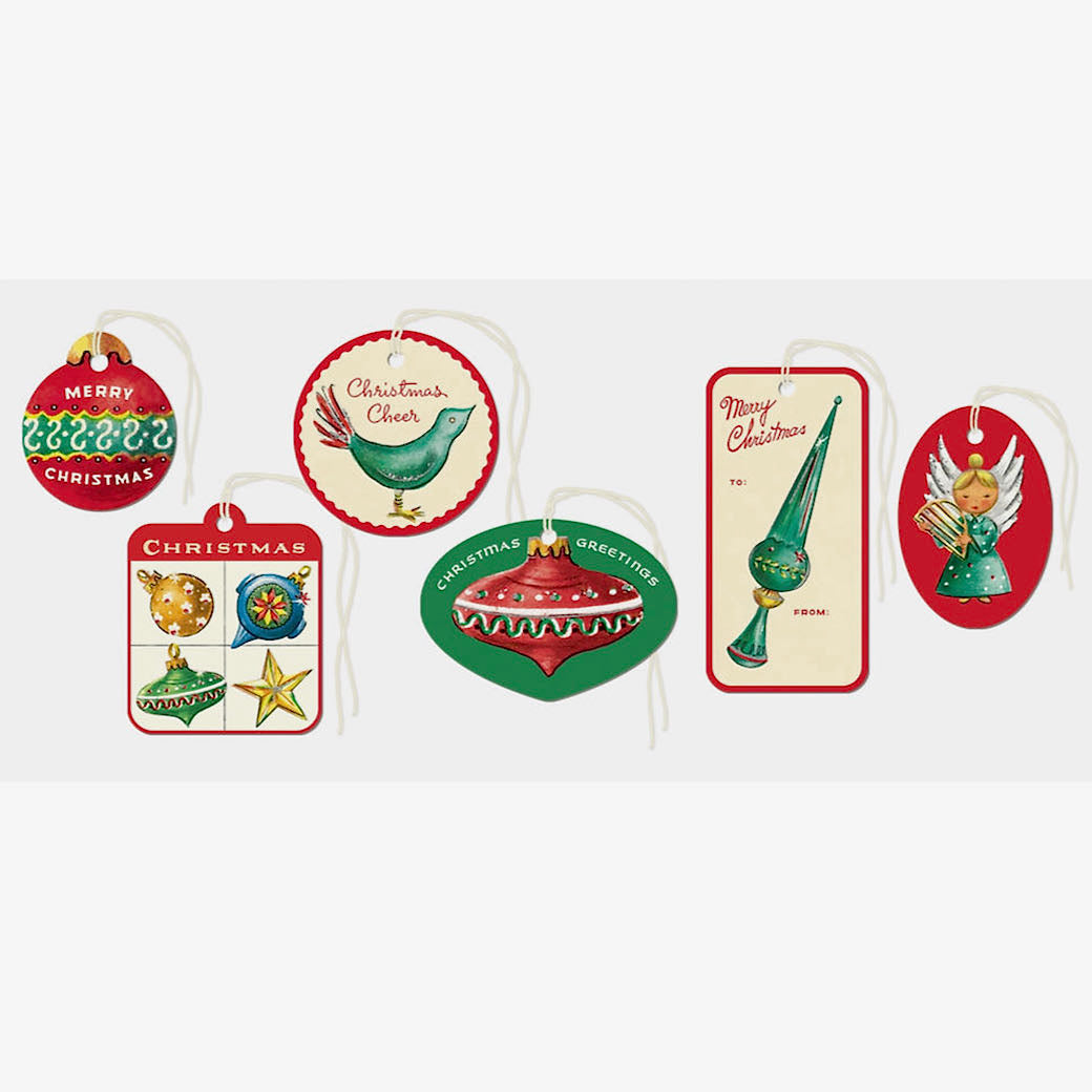 Glittered Vintage-Style Christmas Ornaments Gift Tags - B