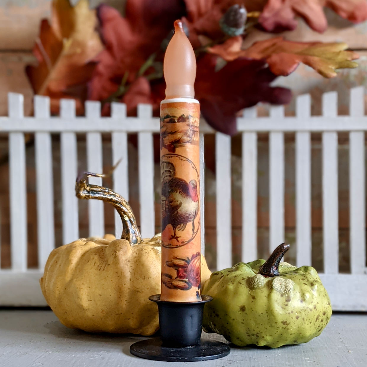 Tom Turkey LED Battery Operated Taper Candle for Thanksgiving - C