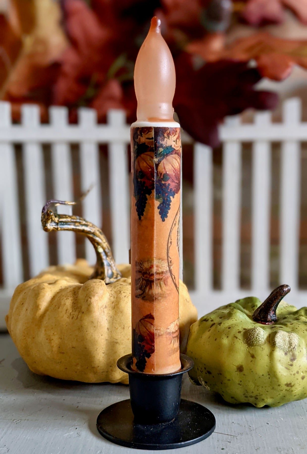 Tom Turkey LED Battery Operated Taper Candle for Thanksgiving - B
