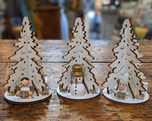 Set of Laser Cut Wooden Christmas Tree Ornaments - C