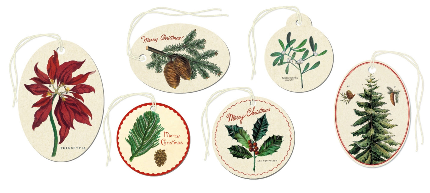 Glittered Christmas Gift Tags Holiday Green & Botanica - B