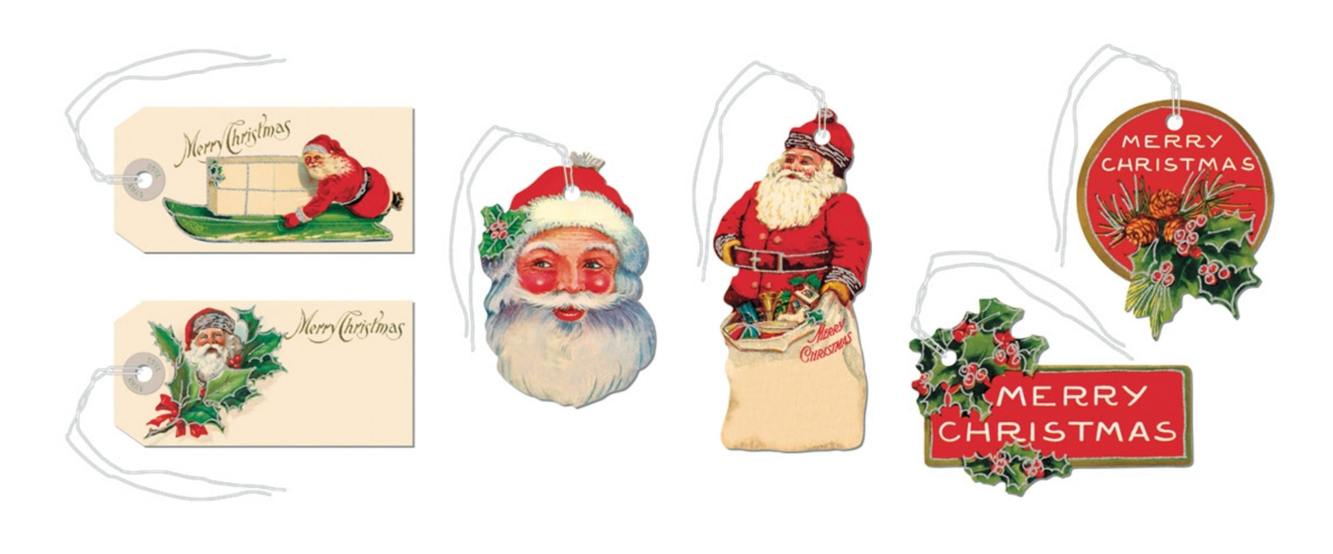 Set of 36 Old Fashioned Vintage-Style Santa Christmas Gift Tags - B