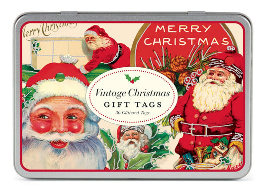Set of 36 Old Fashioned Vintage-Style Santa Christmas Gift Tags - B
