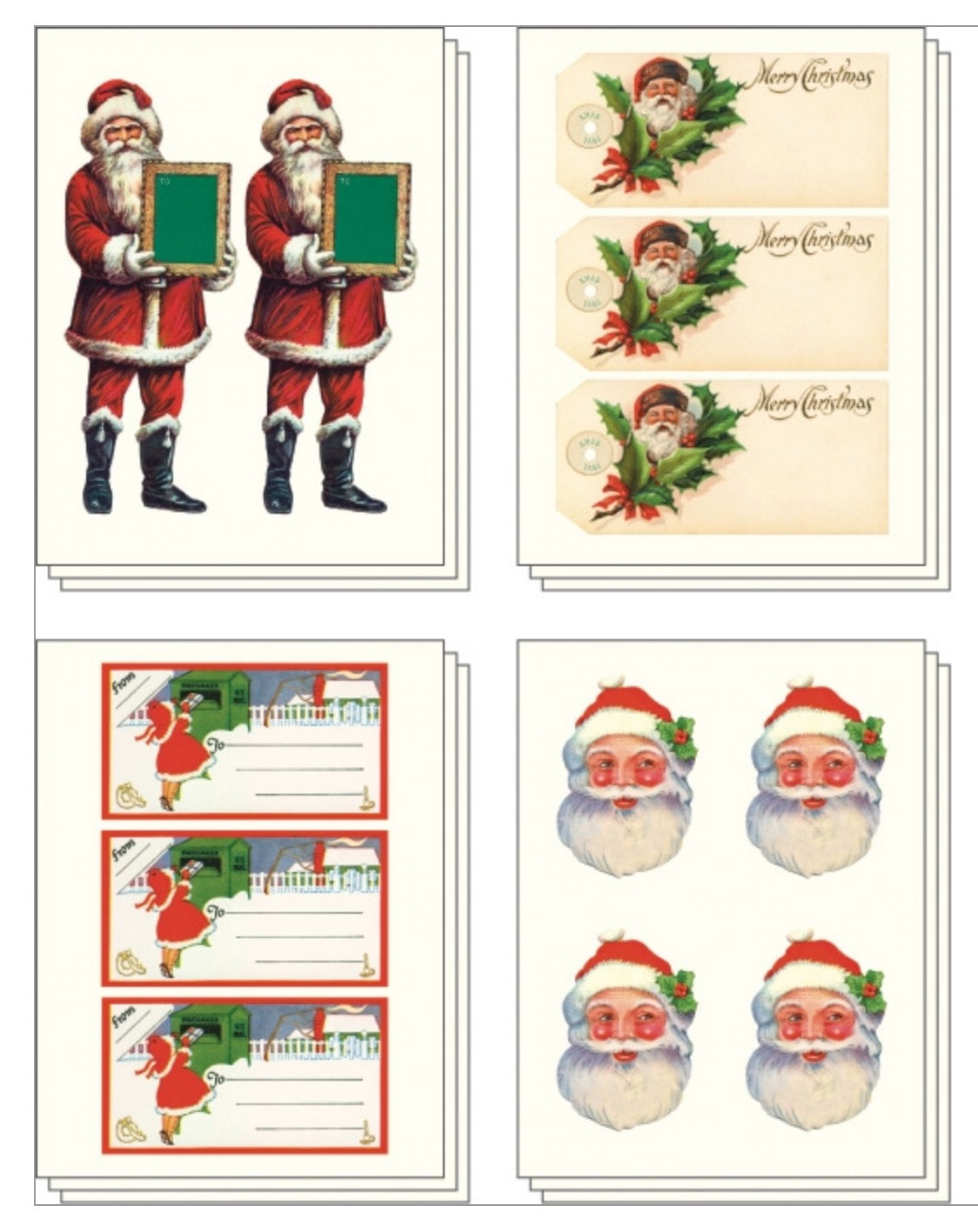 100+ Vintage-Style Christmas Stickers in Metal Tin - B
