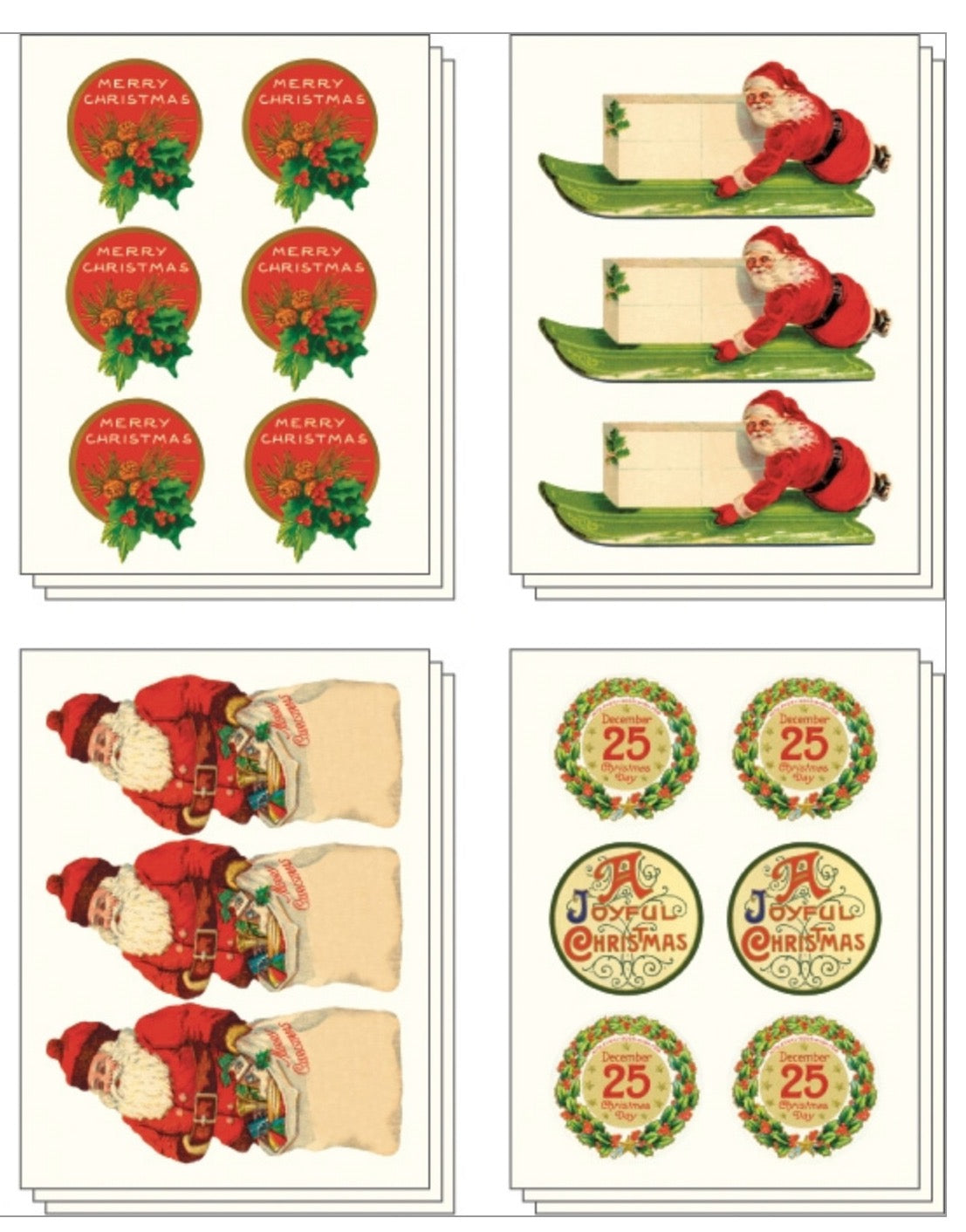100+ Vintage-Style Christmas Stickers in Metal Tin - C