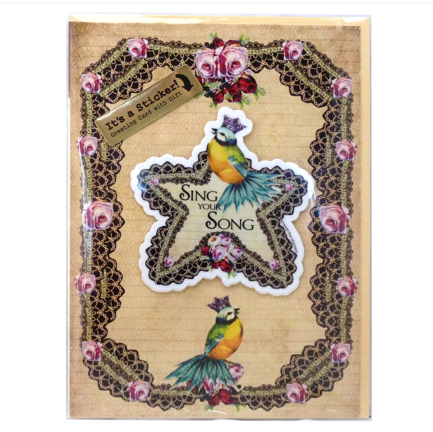 “Sing Your Song” Greeting Card with Detachable Vinyl Sticker - A
