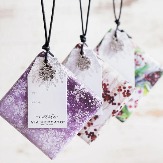 Italian Artisan Soap Christmas Ornaments with Snowflake Charm - D