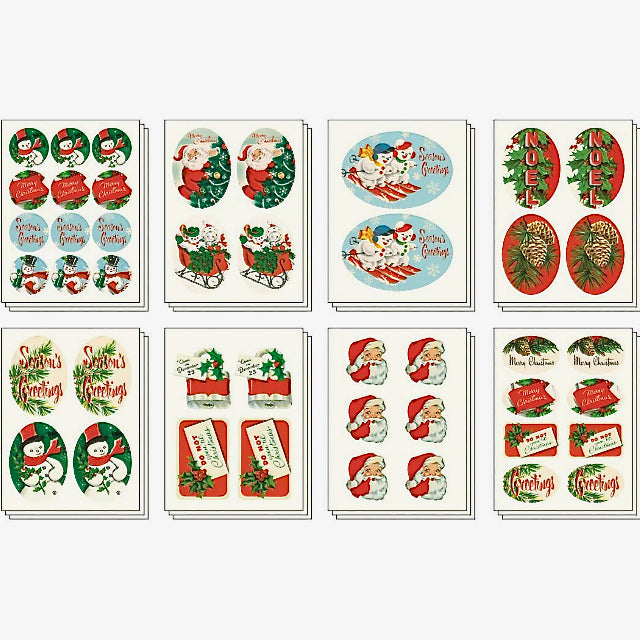 100+ Retro Style Christmas Stickers - B